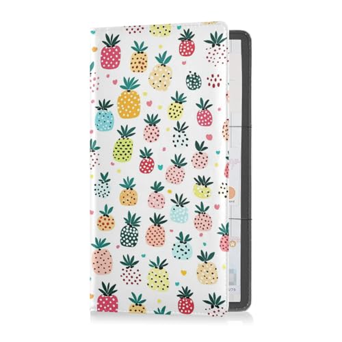 sanluoli Buntes Kartenetui aus hochwertigem Leder mit Ananas-Cartoon-Stil, für Registrierungs- und Versicherungskartenhalter für jedes Auto, LKW, Motorrad, Anhänger oder Boot von sanluoli