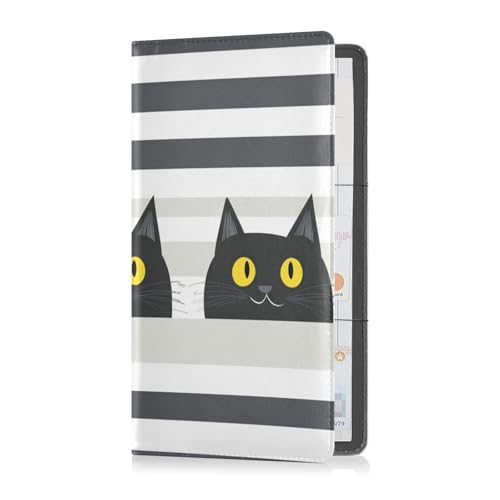 sanluoli Cartoon Cute Black Cat Stripes Pu Leather Registration and Insurance Card Holder Document Wallet for Driver License, Cards & Essential Documents von sanluoli