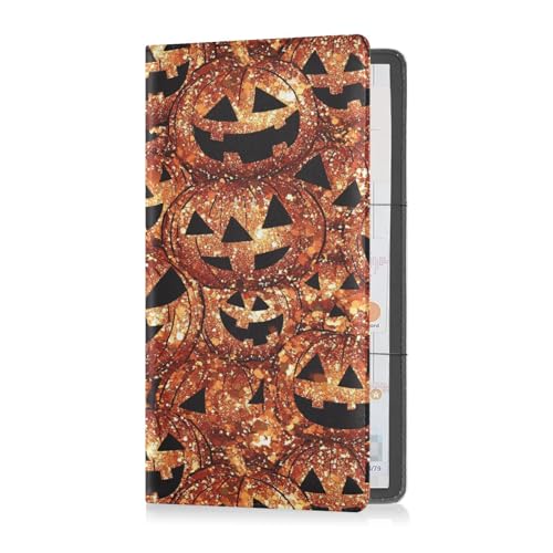 sanluoli Cartoon Cute Christmas Orange Pailletten Kürbis Leder Auto Registrierung und Versicherungshalter Brieftasche Zubehör Etui für Karten, wesentliche Dokumente, Führerschein Fahrzeug Papierkram von sanluoli