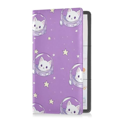 sanluoli Cartoon Cute White Cat Astronaut Leder Auto Registrierung Versicherung & Ausweishalter Essential Wallet Case für Führerschein, Karten und wichtige Dokumente von sanluoli