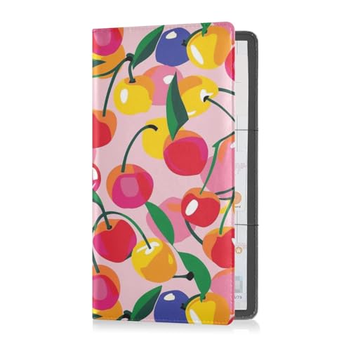 sanluoli Cartoon-Kirsche, mehrfarbig, PU-Leder, Auto-Registrierungs- und Versicherungskartenhalter, Auto-Handschuhfach-Organizer für Dokumente, Karten, Führerschein von sanluoli