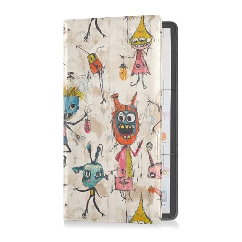 sanluoli Cartoon-Monster niedlicher Leder-Registrierungs- und Versicherungskartenhalter, Fahrzeug-Handschuhfach-Organizer für Karten, wichtige Dokumente, Führerschein, Fahrzeugpapiere von sanluoli