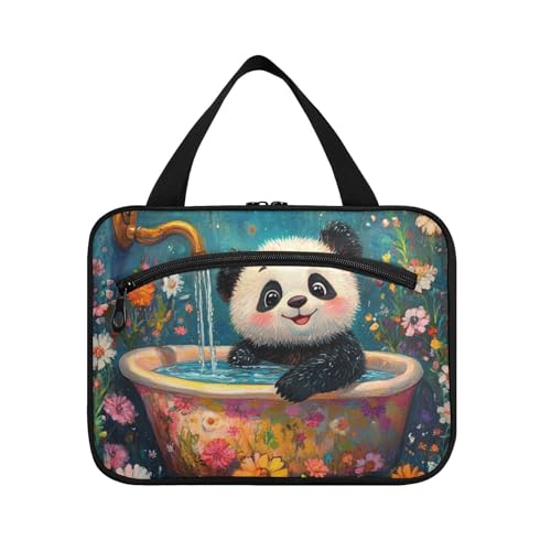 sanluoli Cartoon-Panda-Retro-Badewannen-Hängetaschen für Frauen, Toilettenartikel mit Haken, waschbare Designer-Tasche für Make-up für Frauen, ein Muss für Fitnessstudio, Cartera para maquillaje von sanluoli