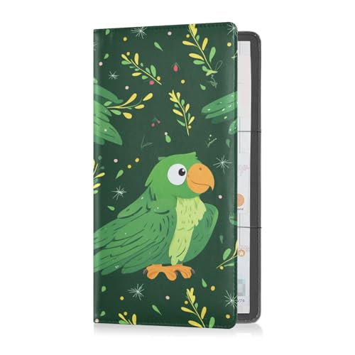 sanluoli Cartoon-Papageien-Leder-Kfz-Halter für Registrierung und Versicherung, Handschuhfach, Organizer für Führerschein, Karten und wichtige Dokumente von sanluoli