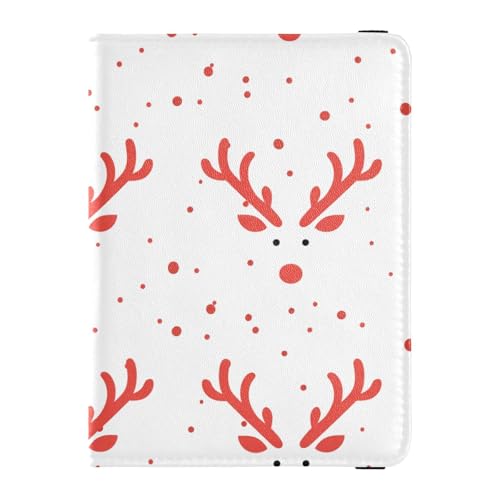 sanluoli Cartoon Rentier Weihnachten Leder Reisepass und Impfkarte Wallet Combo Reisepasshülle Reisepasshülle Combo mit Impfkartenfach Ultra Slim von sanluoli