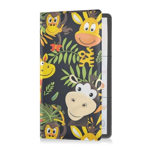 sanluoli Cartoon Zoo Giraffe Affe PU-Leder Registrierungs- und Versicherungskartenhalter Handschuhfach Organizer für wichtige Dokumente, Führerschein, Karten von sanluoli