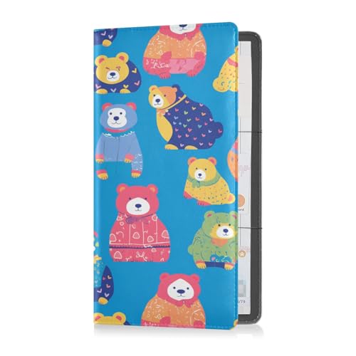 sanluoli Colorful Bears Vivid Premium Leder Auto Registrierung Versicherung & Ausweishalter Brieftasche Zubehör Etui für Karten, wichtige Dokumente, Führerschein Fahrzeug Papiere von sanluoli