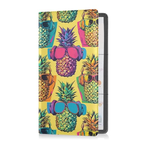 sanluoli Coole Ananas-Kunst-Stil Leder Auto Registrierung & Versicherungskartenhalter Automobile Wallet Case Organizer für Fahrer, Autobesitzer, Anhänger, Motorrad, Boot von sanluoli