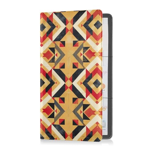 sanluoli Coraline Retro Geometrisch Leuchtend Rot Schwarz Premium Leder Auto Registrierung und Versicherung Halter Dokumententasche für Karten Essential Document Führerschein von sanluoli