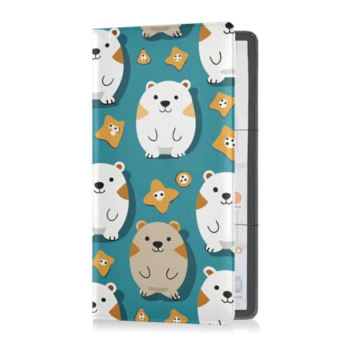 sanluoli Cute Bears Cartoon Blau Premium Leder Auto Registrierung Versicherung & Ausweishalter Brieftasche Zubehör Etui für Führerschein, Karten & wichtige Dokumente von sanluoli