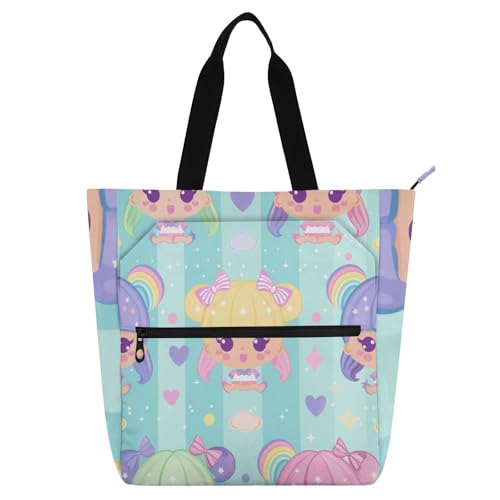 sanluoli Dolls Cartoon Cute Book Tote Bag for Kids Women Men, Gothic Water-resistant Library Book Bag Shoulder Bag with Zipper for School Shopping Travel Rainbow school supplies sanluoli Dolls Cartoon Cute Book Tote Bag for Kids Women Men, Gothic Water-resistant Library Book Bag Shoulder Bag with Zipper for School Shopping Travel Rainbow school supplies von sanluoli
