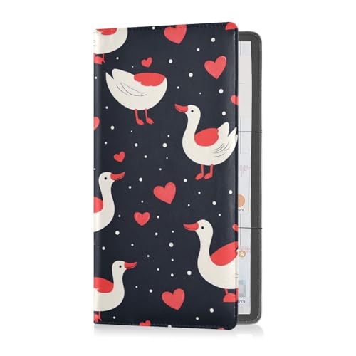 sanluoli Duck Country Style Valentinstag Premium Leder Auto Registrierung Versicherung & Ausweishalter Auto Handschuhfach Organizer für Ausweis, Führerschein, Schlüsselkontaktinformationskarten von sanluoli