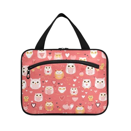 sanluoli Eulen-Anime-Valentinstag-Toilettenartikel-Set mit Haken, niedlicher Designer-Rasiertasche für Männer, für Reisen, ein Muss für Badezimmer, Bolso de Para Mujer von sanluoli