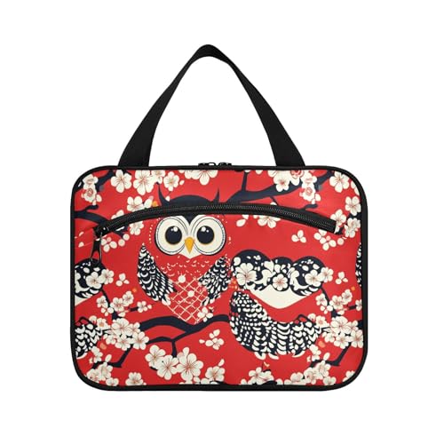 sanluoli Eulen-Hängetasche im japanischen Stil mit Herz, für Männer mit Haken, zusammenklappbare Designer-Tasche mit Fächern für Accessoires für Damen, Toilettenartikel, Bolso para maquillaje de mujer von sanluoli