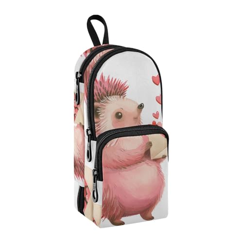 sanluoli Federmäppchen, Motiv: Postbote Igel, Nylon, 3 Fächer, Schulbedarf, Mehrzweck- und ästhetisches Reißverschluss-Federmäppchen, Schreibwaren für Teenager, College, 1600 ml von sanluoli