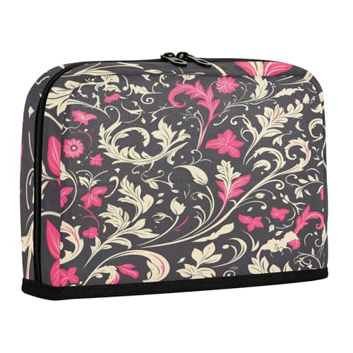 sanluoli Federmäppchen, große Kapazität, Aufbewahrungstasche, große Mehrzwecktasche für Teenager, Büro, Rankenmuster, Schwarz / Pfirsich von sanluoli