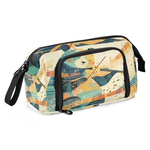 sanluoli Federmäppchen, große Kapazität, Federmäppchen, multifunktionales Federmäppchen mit Fächern für adrette, elementare Ölgemälde, Feeling Cute Cat von sanluoli