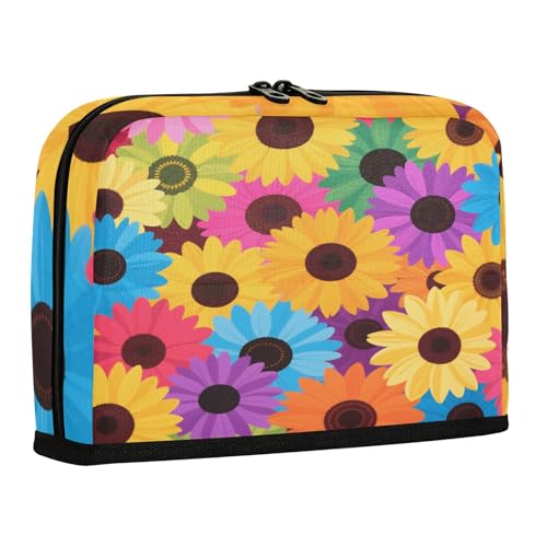 sanluoli Federmäppchen, große Kapazität, Kosmetiktasche, stabile Schreibwaren, Stifttasche für Teenager, Büro, bunte Cartoon-Sonnenblumen von sanluoli