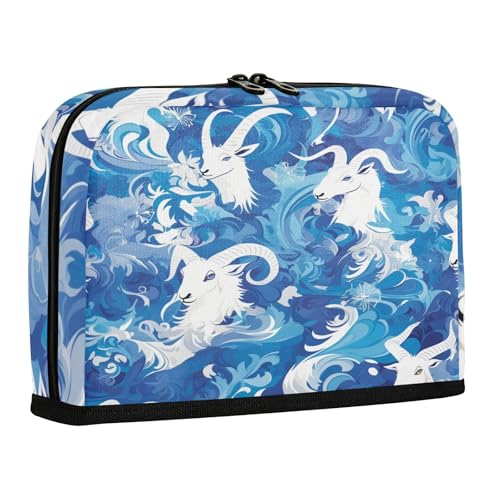 sanluoli Federmäppchen, große Kapazität, Make-up-Tasche, große Kapazität, Schreibwaren, Stifttasche für Studenten, Büro, Ziegen, blaue Wellen von sanluoli