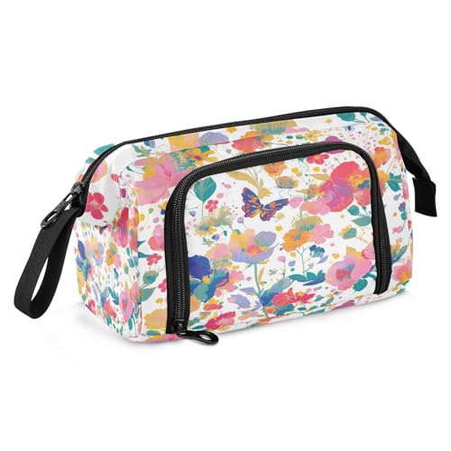 sanluoli Federmäppchen, große Kapazität, Reißverschluss, tragbar, für Kosmetik, Make-up für Erwachsene, adrett, Schulbedarf, Ölgemälde, Gefühl, niedliche Katze von sanluoli