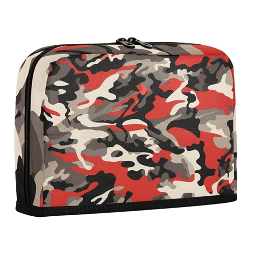 sanluoli Federmäppchen, große Kapazität, aufrechte Aufbewahrungstasche, mit Reißverschluss, Stifthalter für Jugendliche, adrette Schulbedarf, Camouflage-Rot von sanluoli