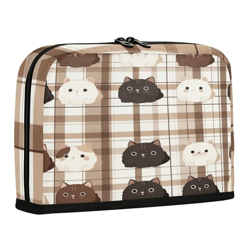 sanluoli Federmäppchen, großes Fassungsvermögen, Federmäppchen, Kosmetik, Reißverschluss, Stiftehalter für Teenager, adrette Schulbedarf, braun, niedliche Katzen von sanluoli