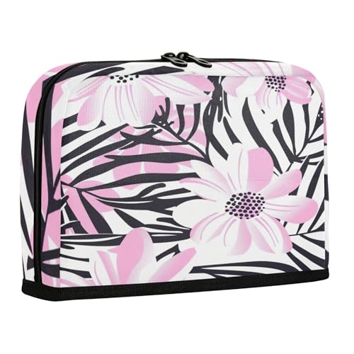 sanluoli Federmäppchen, großes Fassungsvermögen, Federmäppchen, mehrere Fächer, Schreibwaren-Tasche für Teenager, Jungen, Schulbedarf, Blumenmuster, Pfirsichschwarz von sanluoli