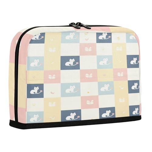 sanluoli Federmäppchen, großes Fassungsvermögen, Make-up, Münzen, mit Reißverschluss, für Damen, adrette, Schule, Pastellfarben, helle bunte Katzen von sanluoli