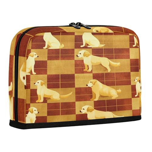 sanluoli Federmäppchen, großes Fassungsvermögen, Make-up, mit Schlitz, Schreibwaren-Aufbewahrung für Studenten, adrette Schulbedarf, goldrot, niedliche Hunde von sanluoli