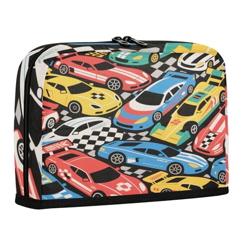 sanluoli Federmäppchen, großes Fassungsvermögen, Schreibtisch-Organizer für adrette College, buntes Cartoon-Rennauto von sanluoli