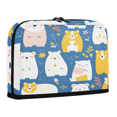 sanluoli Federmäppchen, großes Fassungsvermögen, aufrecht, Aufbewahrungstasche, Stehpult-Organizer für Damen, Schulbedarf, Mr & Mrs, Bär, Pfirsichblau von sanluoli