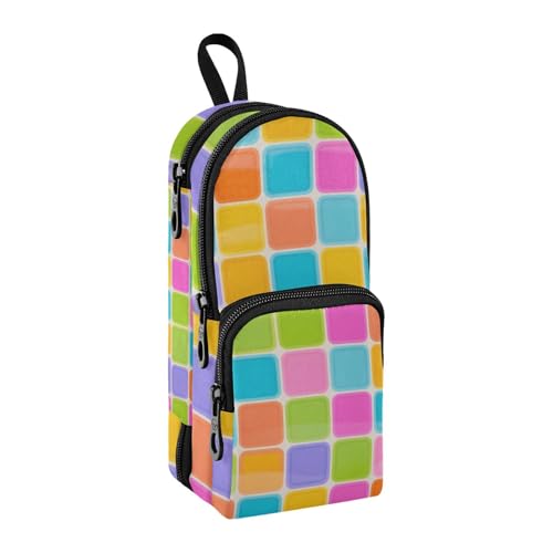 sanluoli Federmäppchen, modisch, farbiger Glasblock, verträumtes Nylon, 3 Fächer, Mehrzweck- und ästhetisch, großes Federmäppchen, Schreibwaren-Tasche für Kinder, Schulbedarf, 1600 ml von sanluoli