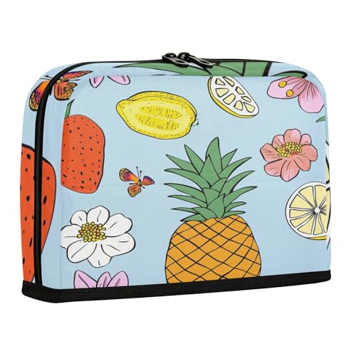 sanluoli Federmäppchen Halter Große Kapazität Kosmetiktasche Hohe Kapazität Schreibwaren Tasche für Mädchen Elementary Flowers Ananas Blau von sanluoli