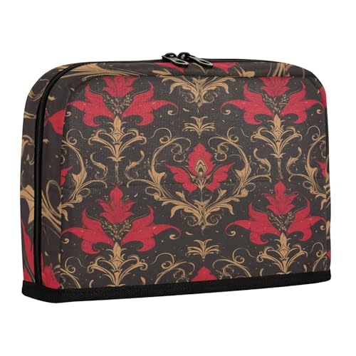 sanluoli Federmäppchen Halter Große Kapazität Kosmetiktasche Reißverschluss Mehrzwecktasche für Erwachsene Preppy School Fleur-de-Lis Rot Schwarz von sanluoli