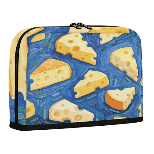 sanluoli Federmäppchen Halter Große Kapazität Make-up Tasche Stabiler Fall Bleistifthalter für Jungen Mittelschule Essen Käse Blau Kunst Malerei von sanluoli