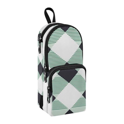 sanluoli Federmäppchen aus Nylon, 3 Fächer, für Teenager, großes Fassungsvermögen, Schreibwaren für Herren, Büro, 1600 ml, Schwarz / Grün von sanluoli