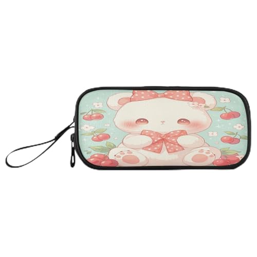 sanluoli Federmäppchen aus Nylon, mit Vögeln und Blumen, großes Fassungsvermögen, für Büro, Mädchen, Schwarz / Rot von sanluoli