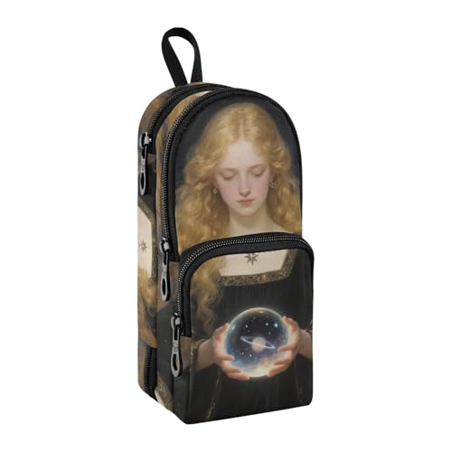 sanluoli Federmäppchen für Jungen, Motiv: Blondes Tarot-Astrologen, Nylon, 3 Fächer, multifunktional, College-Federmäppchen, Schreibwaren-Organizer für adrette High School, 1600 ml von sanluoli