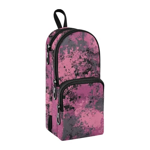 sanluoli Federmäppchen für Mädchen, Retro-Design, Nylon, 3 Fächer, großes Fassungsvermögen, für Teenager, Schreibwaren-Organizer für Jungen, High School, 1600 ml, Rosa / Schwarz von sanluoli