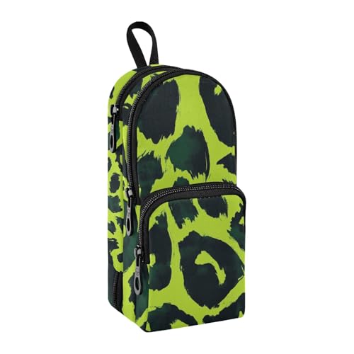 sanluoli Federmäppchen mit 3 Fächern, Nylon, mit Reißverschluss, multifunktional, für Lehrer, Büro, 1600 ml, Grün / Schwarz von sanluoli