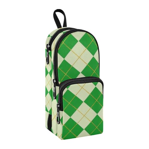 sanluoli Federmäppchen mit 3 Fächern, dunkelgrün kariert, kariert, Büffelgold, Nylon, 3 Fächer, großes Fassungsvermögen, Federmäppchen, Schule, Schreibwaren für adrette High School, 1600 ml sanluoli Federmäppchen mit 3 Fächern, dunkelgrün kariert, kariert, Büffelgold, Nylon, 3 Fächer, großes Fassungsvermögen, Federmäppchen, Schule, Schreibwaren für adrette High School, 1600 ml von sanluoli