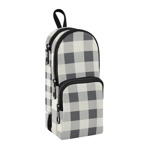 sanluoli Federmäppchen mit Gingham-Druck, Nylon, 3 Fächer, Mehrzweck- und ästhetisches Federmäppchen, für Teenager, College, 1600 ml von sanluoli