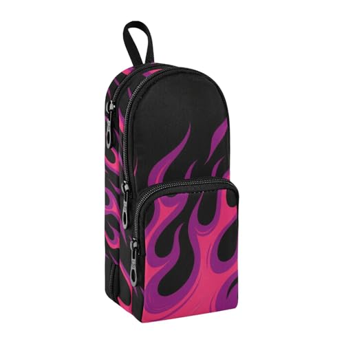 sanluoli Federmäppchen mit fließendem Feuer-Giraffenmotiv, Nylon, 3 Fächer, mit Reißverschluss, großes Fassungsvermögen, Netzstoff, Schreibwaren-Tasche für Teenager, College, 1600 ml von sanluoli