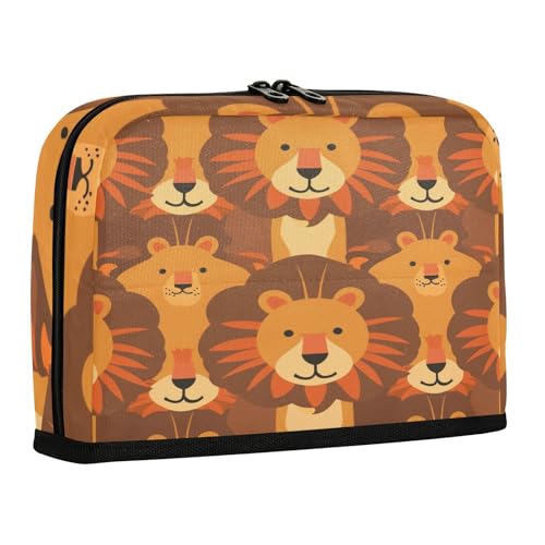 sanluoli Federmäppchen mit großem Fassungsvermögen, Federmäppchen mit Reißverschluss, Stifthalter für Damen, Reisen, niedliche Cartoon-Löwenjunges von sanluoli