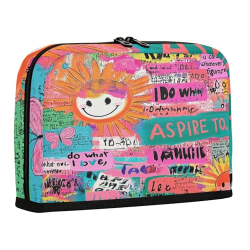 sanluoli Federmäppchen mit großem Fassungsvermögen, Kosmetik, multifunktional, Münze für Frauen, High School, Sonne, bunte Kunstwörter, Kritzeleien sanluoli Federmäppchen mit großem Fassungsvermögen, Kosmetik, multifunktional, Münze für Frauen, High School, Sonne, bunte Kunstwörter, Kritzeleien von sanluoli