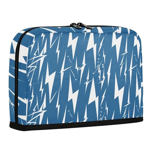 sanluoli Federmäppchen mit großem Fassungsvermögen, Kosmetiktasche, Mehrzweck-Schreibwaren-Organizer für Erwachsene, Büro, Blitzschrauben, Blau / Weiß von sanluoli