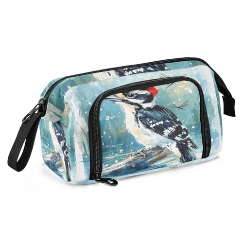 sanluoli Federmäppchen mit großem Fassungsvermögen, Kosmetiktasche mit Schlitz, Federmäppchen für Erwachsene, für Damen, Büro, Ölgemälde, Gefühl, niedliche Katze von sanluoli