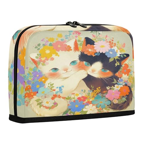 sanluoli Federmäppchen mit großem Fassungsvermögen, Make-up-Tasche, Reißverschluss, Organizer-Box für Teenager, Kindergarten, niedliche Blumen, Vintage von sanluoli