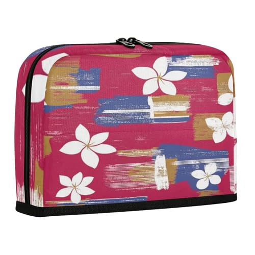 sanluoli Federmäppchen mit großem Fassungsvermögen, Make-up-Tasche, Reißverschluss, Organizer-Box für adrette, adrette Schulbedarf, rote Blumen, japanische von sanluoli