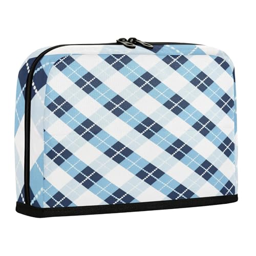 sanluoli Federmäppchen mit großem Fassungsvermögen, Schreibwaren-Aufbewahrung für Teenager, Schule, Blau/Weiß, kariert von sanluoli